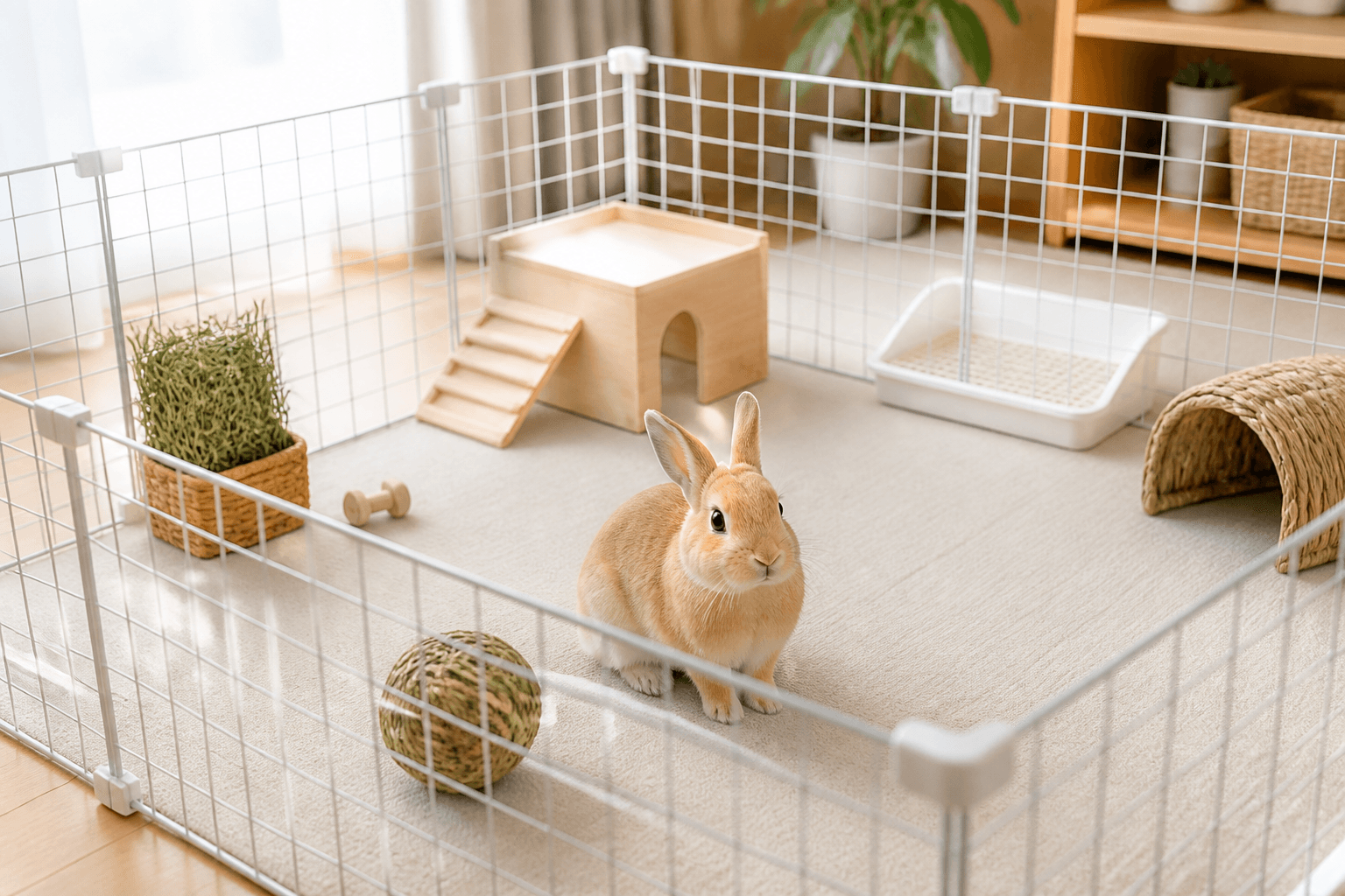 うさぎのサークルの広さの目安|快適な運動スペースの作り方
